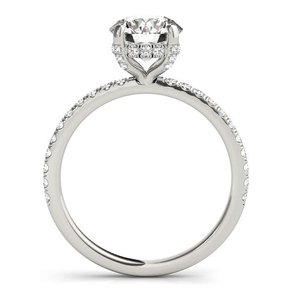 Diamond Engagement Ring with Scalloped Row Band 2 1/4 ct tw - 14k White Gold