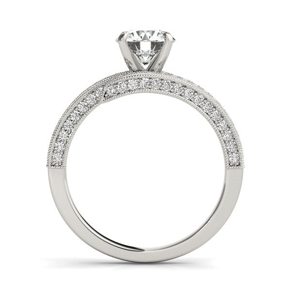 Round Diamond Bypass Style Engagement Ring 1 1/2 ct tw - 14k White Gold