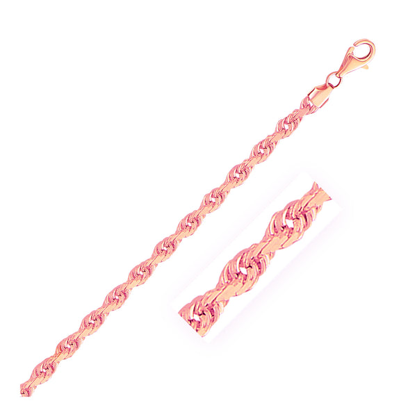 Solid Diamond Cut Rope Chain - 14k Rose Gold 4.00mm