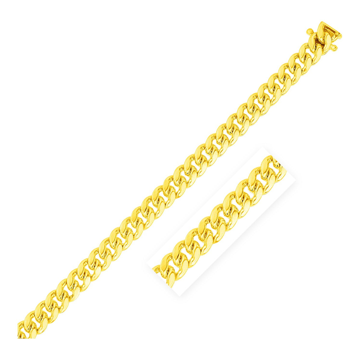 Classic Miami Cuban Solid Chain - 14k Yellow Gold 7.10mm