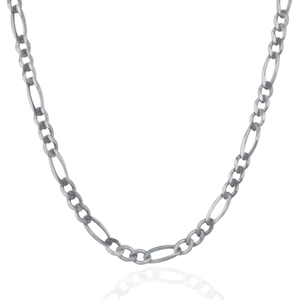 Solid Figaro Chain - 14k White Gold 4.50mm