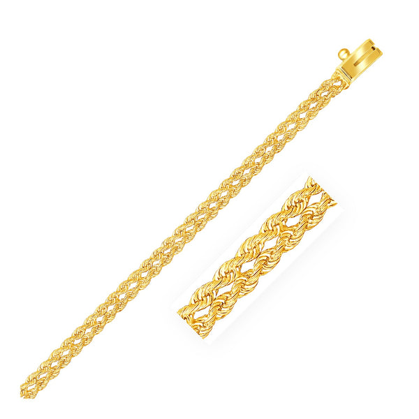 Two Row Rope Bracelet  - 14k Yellow Gold 3.40mm