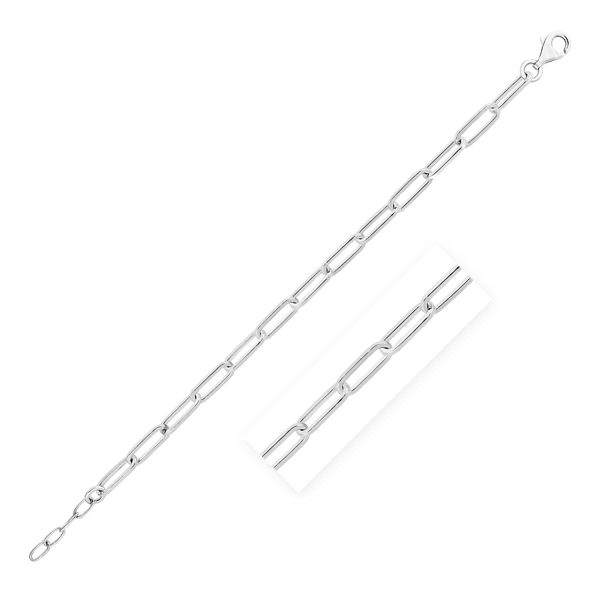 Wide Paperclip Chain Bracelet - Sterling Silver 5.90mm