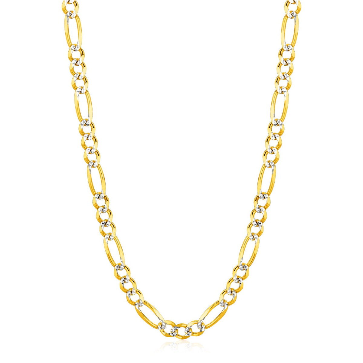 Solid Pave Figaro Chain - 14k Yellow Gold 5.90mm
