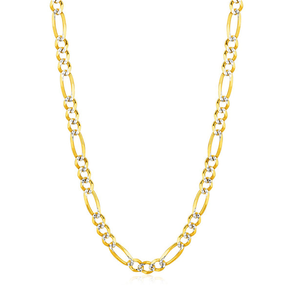 Solid Pave Figaro Chain - 14k Yellow Gold 5.90mm