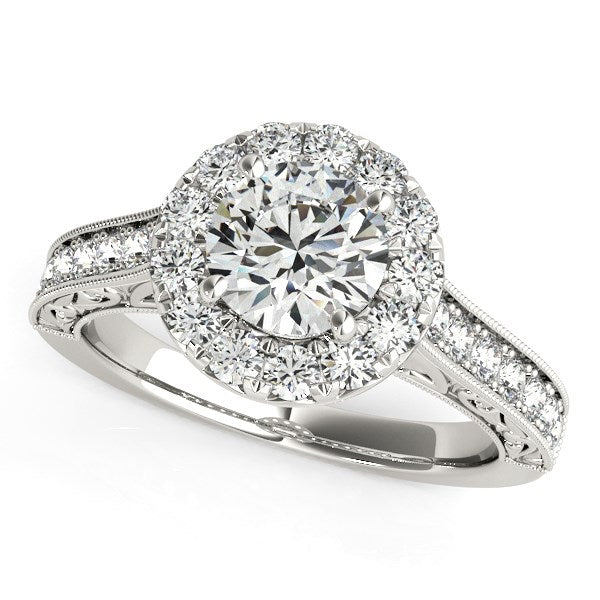Round Diamond Engagement Ring with Stylish Shank 1 5/8 ct tw - 14k White Gold