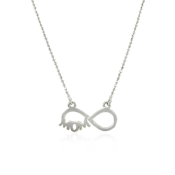Two Toned Mom Necklace with Cubic Zirconia's - Sterling Silver