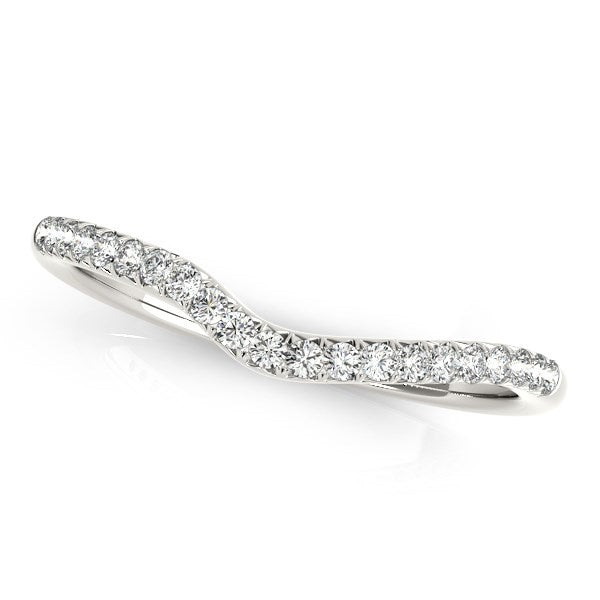 Curved Pave Diamond Wedding Ring 1/4 ct tw - 14k White Gold
