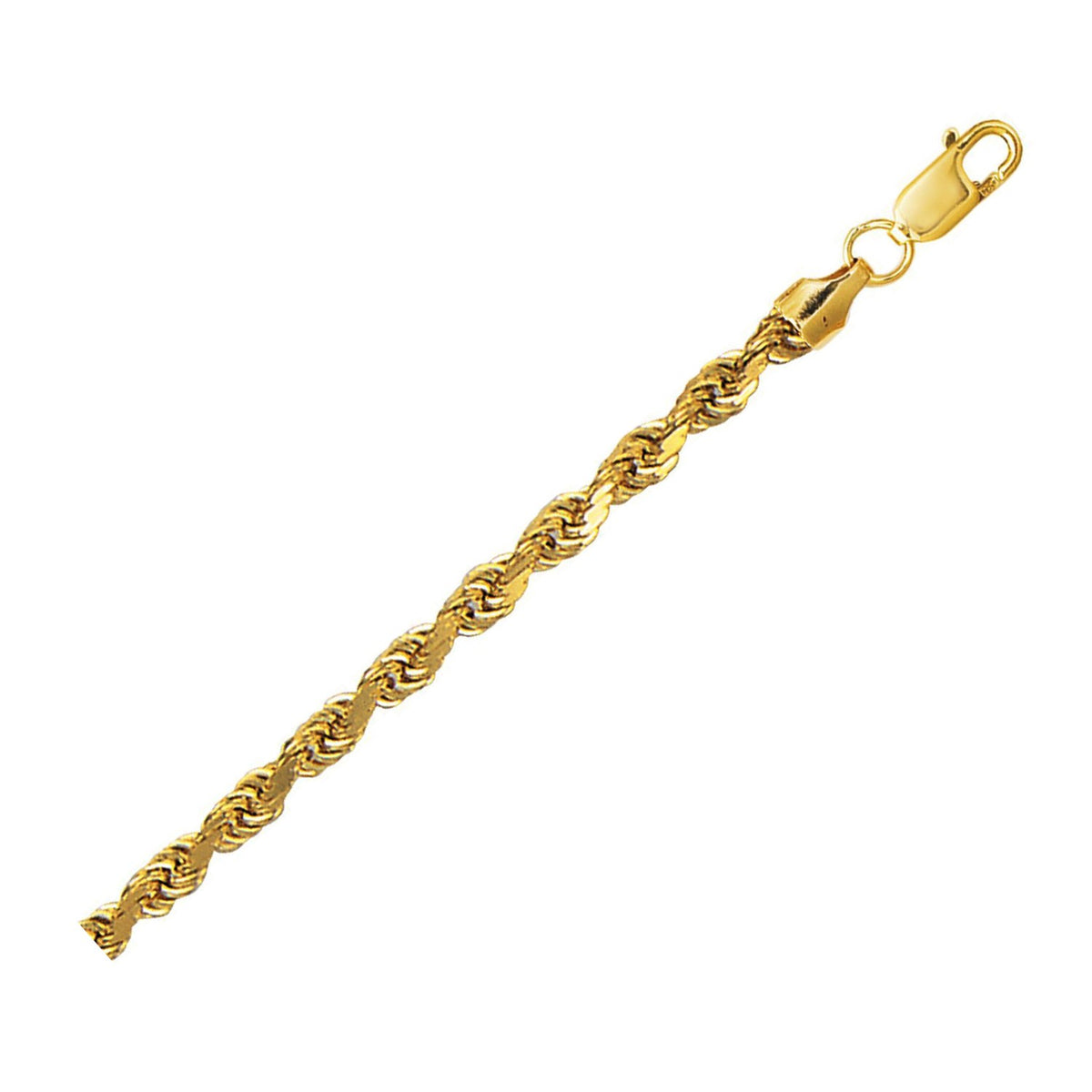 Hollow Diamond Cut Rope Chain - 10k Yellow Gold 4.00mm
