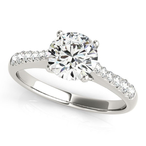 Round Cut Diamond Engagement Ring  1 5/8 ct tw - 14k White Gold