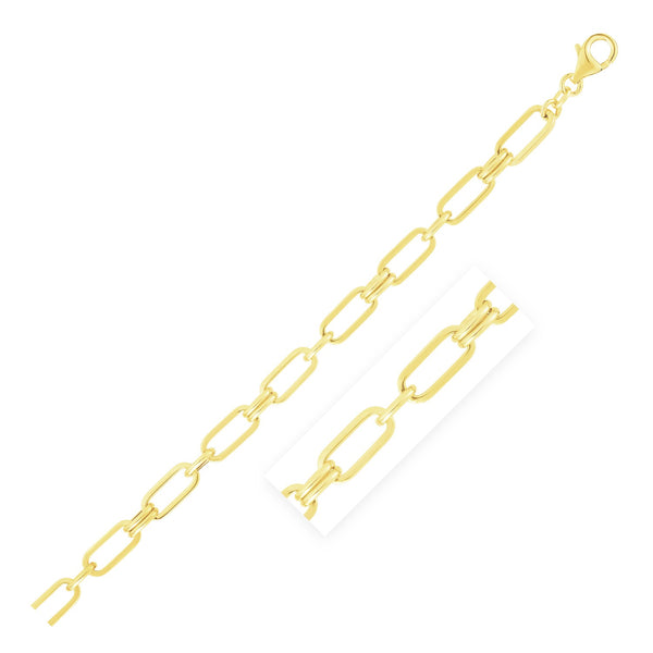 High Polish Paperclip Rondel Link Chain - 14k Yellow Gold 5.60mm