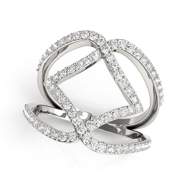 Entwined Design Diamond Dual Band Ring 3/4 ct tw - 14k White Gold