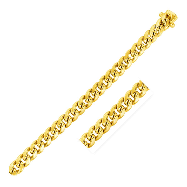 Semi Solid Miami Cuban Chain - 10k Yellow Gold 9.10mm