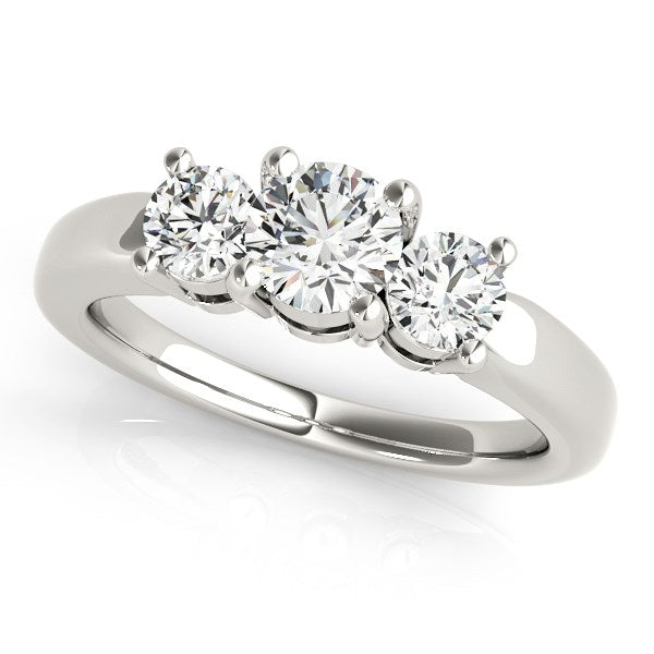 Timeless 3 Stone Round Diamond Engagement Ring 1 ct tw - 14k White Gold