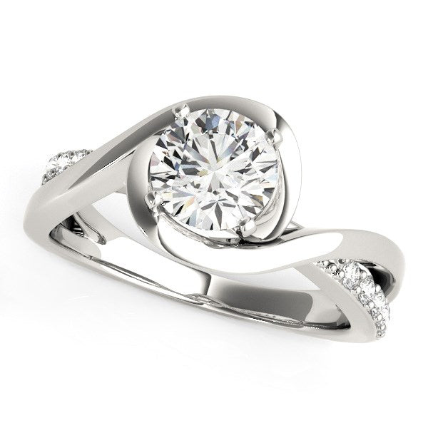 Split Band Round Bypass Diamond Engagement Ring 1 1/8 ct tw - 14k White Gold