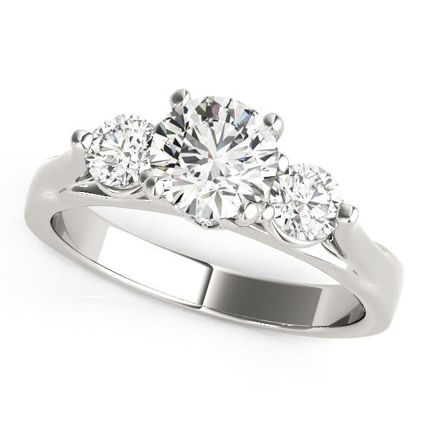 3 Stone Prong Setting Diamond Engagement Ring 1 3/8 ct tw - 14k White Gold