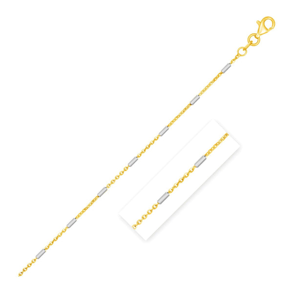 Bar Links Pendant Chain - 14k Two Tone Gold 1.40mm