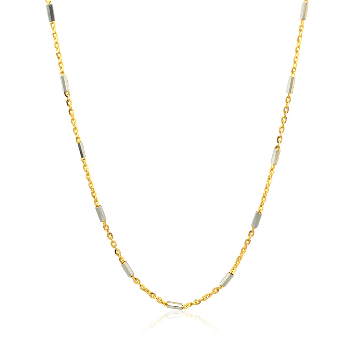 Bar Links Pendant Chain - 14k Two Tone Gold 1.40mm