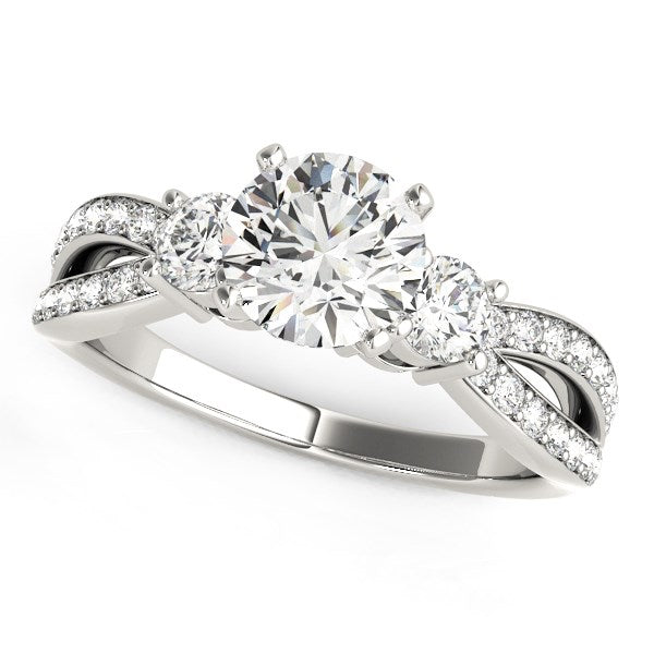 Split Shank Round Diamond Engagement Ring 1 5/8 ct tw - 14k White Gold
