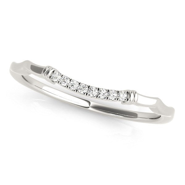 Wave Design Pave Set Diamond Wedding Ring 1/20 ct tw - 14k White Gold
