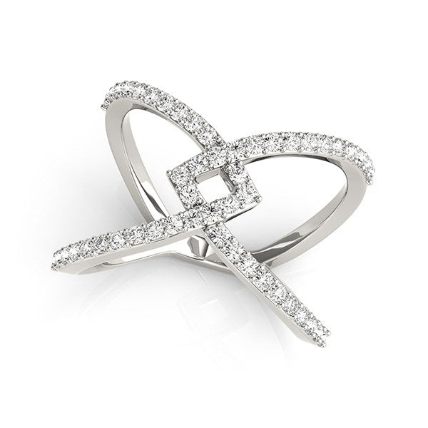 Fancy Entwined Design Diamond Ring 1/2 ct tw - 14k White Gold