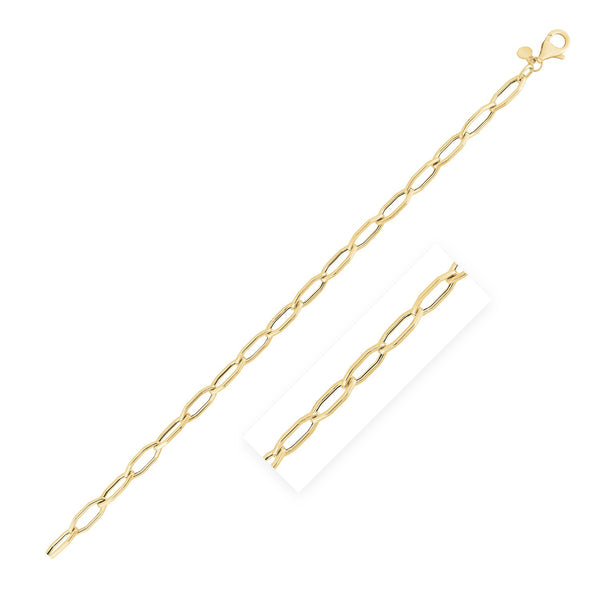 High Polish Hexagon Link Bracelet  - 14k Yellow Gold 5.00mm