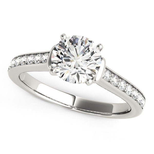 Round Diamond Engagement Ring Band Stones 1 1/8 ct tw - 14k White Gold