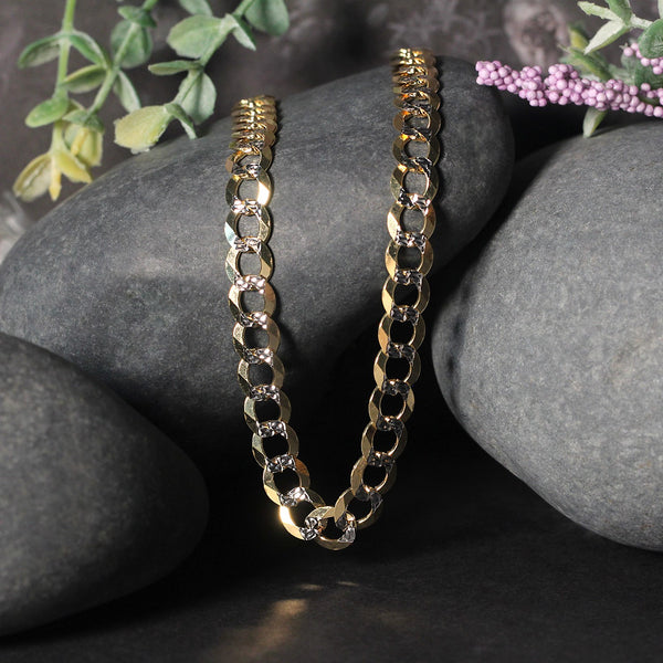 Pave Curb Chain - 14k Two Tone Gold 7.00mm