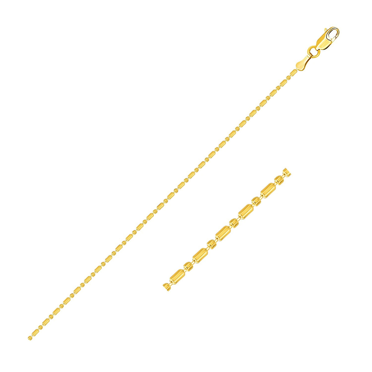 Diamond Cut Bead Chain - 14k Yellow Gold 0.90mm