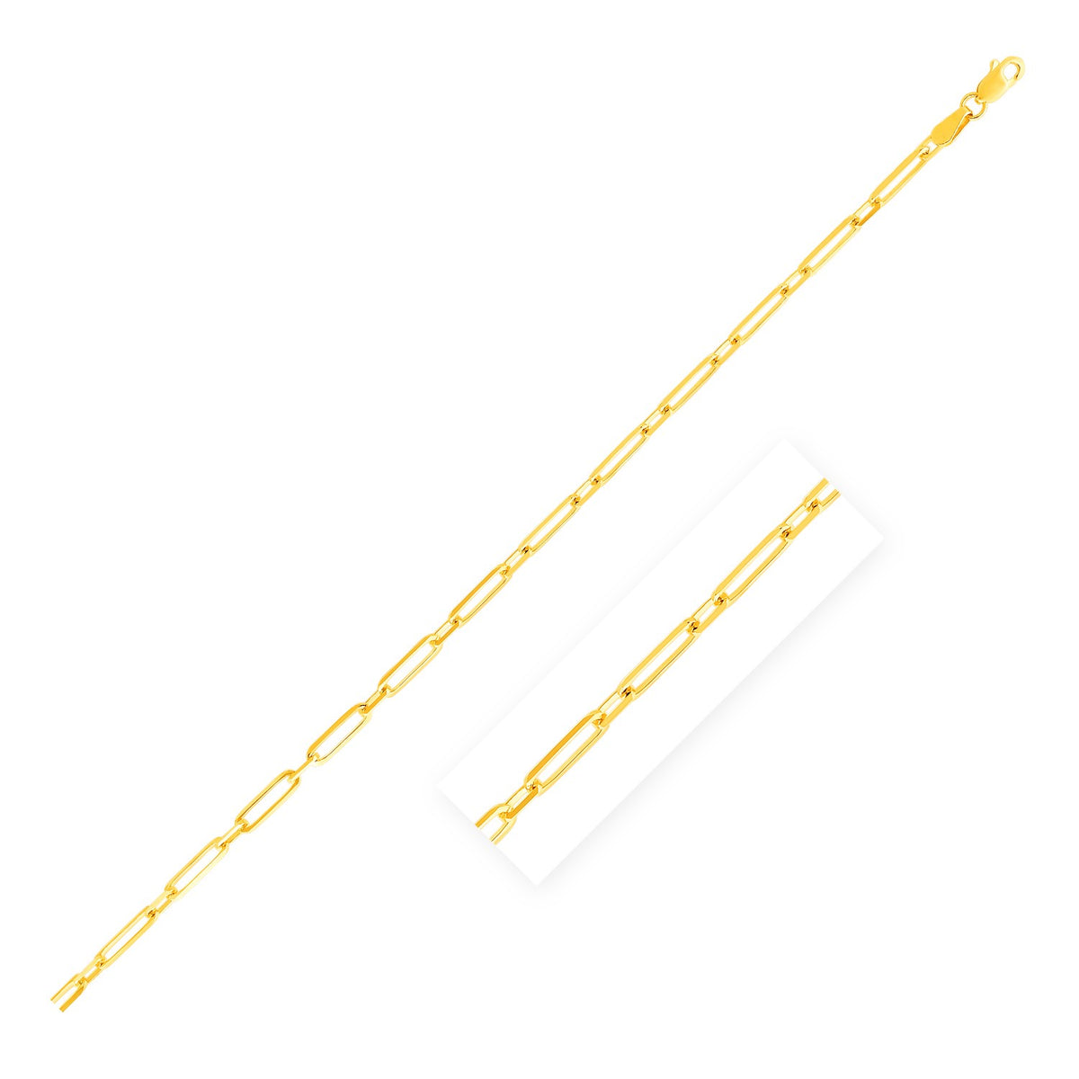 Alternating Paperclip Chain - 14k Yellow Gold 2.80mm