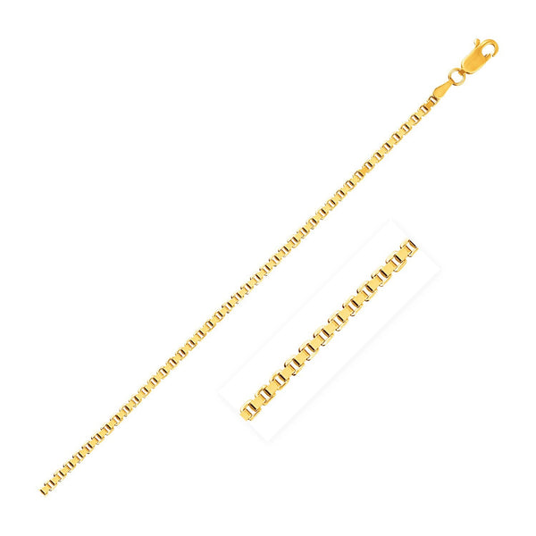 Semi Solid Box Chain - 14k Yellow Gold 2.50mm