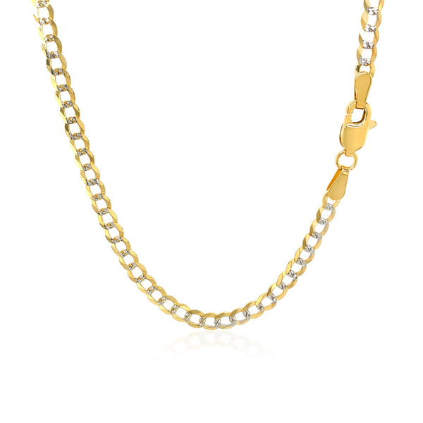 Pave Curb Chain - 14k Two Tone Gold 3.20mm