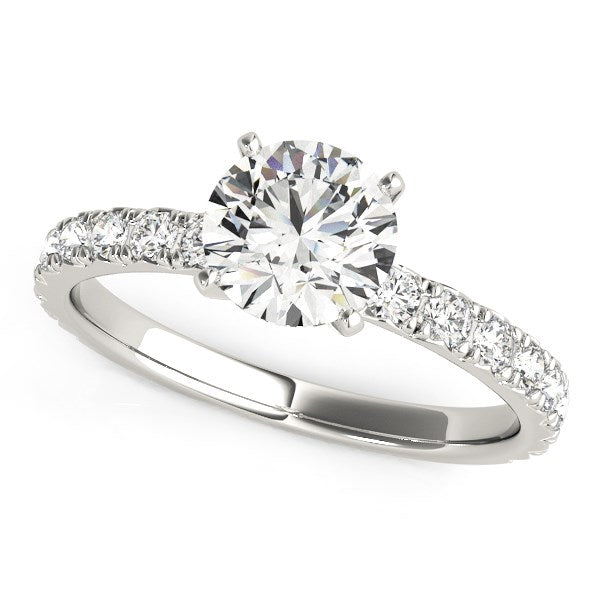 Single Row Shank Round Diamond Engagement Ring 1 1/3 ct tw - 14k White Gold