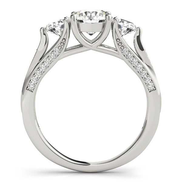 3 Stone Style Round Diamond Engagement Ring 1 3/4 ct tw - 14k White Gold