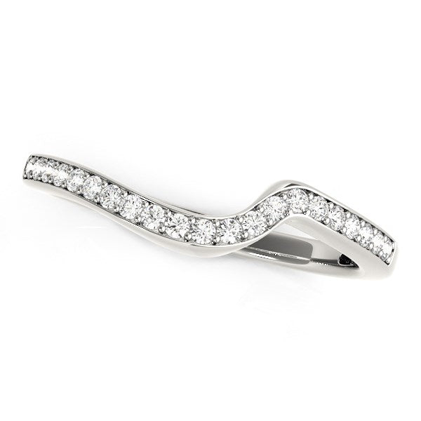 Modern Curved Wedding Ring 1/5 ct tw - 14k White Gold