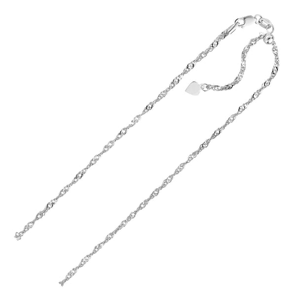 Adjustable Singapore Chain - Sterling Silver 1.50mm