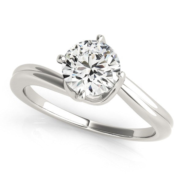 Bypass Style Solitaire Round Diamond Engagement Ring 1 ct tw - 14k White Gold