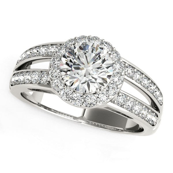Round Split Shank Style Diamond Engagement Ring 1 1/2 ct tw - 14k White Gold