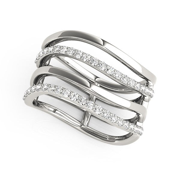 Multiple Band Design Ring with Diamonds 3/8 ct tw - 14k White Gold