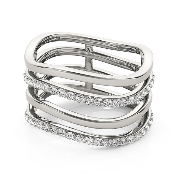Multiple Band Design Ring with Diamonds 3/8 ct tw - 14k White Gold
