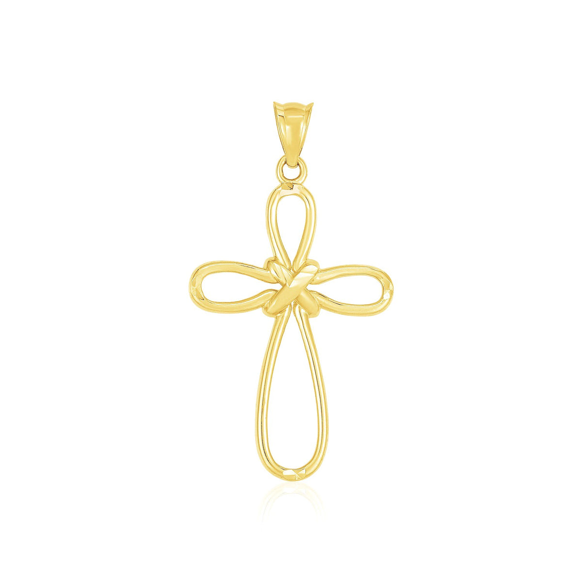 Looped Knot Style Cross Pendant - 14k Yellow Gold