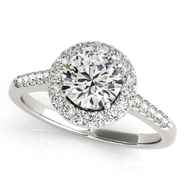 Halo Diamond Engagement Ring 1 3/8 ct tw - 14k White Gold