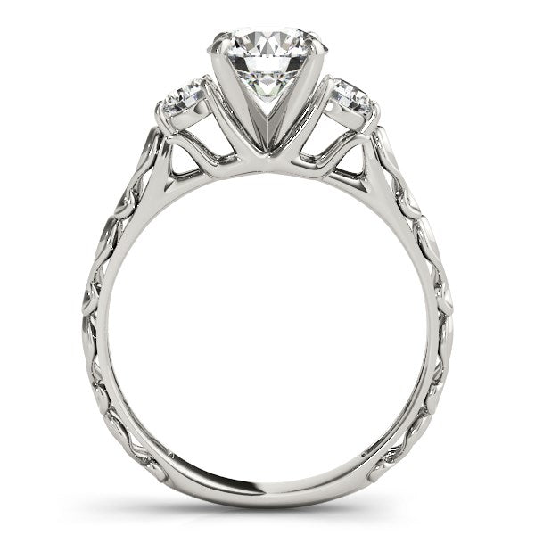 Antique Design 3 Stone Diamond Engagement Ring 1 3/4 ct tw - 14k White Gold