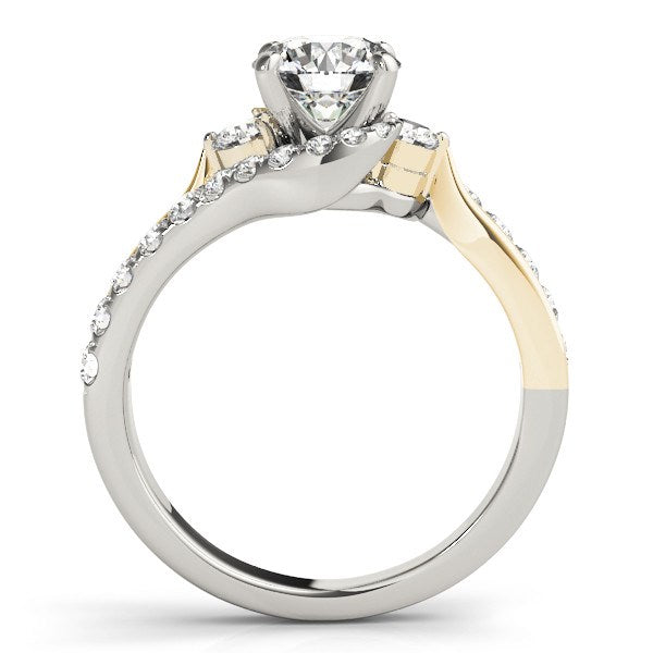 Round Bypass Diamond Engagement Ring 1 1/2 ct tw - 14k White And Yellow Gold