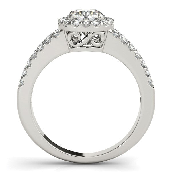 Round Diamond Split Shank Design Engagement Ring 7/8 ct tw - 14k White Gold