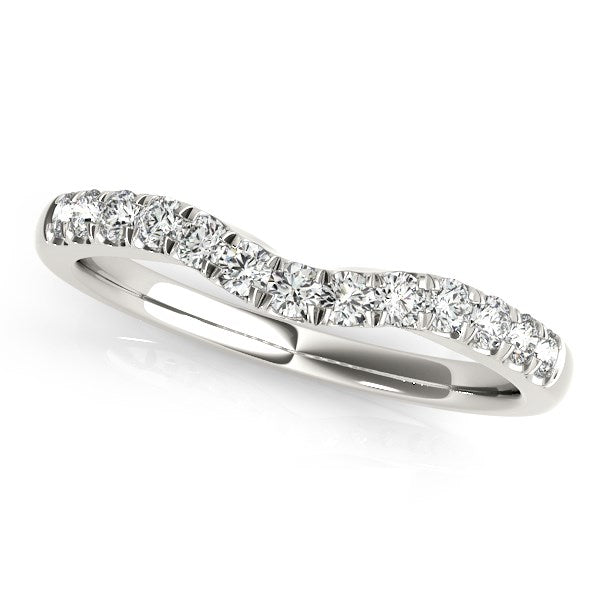 Diamond Curved Design Wedding Band 1/4 ct tw - 14k White Gold