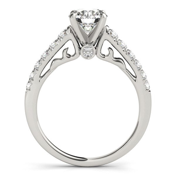 Scalloped Single Row Band Diamond Engagement Ring 1 3/8 ct tw - 14k White Gold
