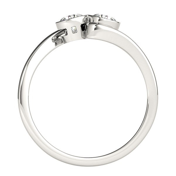 Bezel Set Curved Band Two Stone Diamond Ring 1/2 ct tw - 14k White Gold