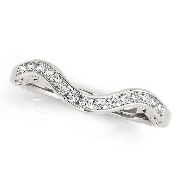 Curved Diamond Wedding Ring 1/10 ct tw - 14k White Gold