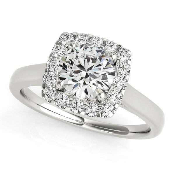 Square Shape Border Diamond Engagement Ring 1 1/3 ct tw - 14k White Gold